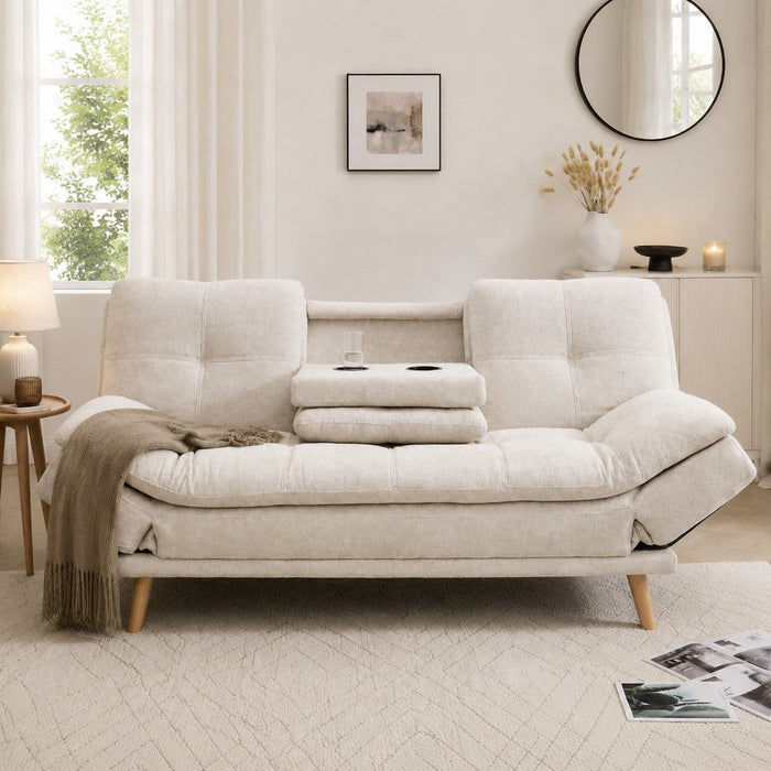 Roman Sofa Bed, Beige Chenille