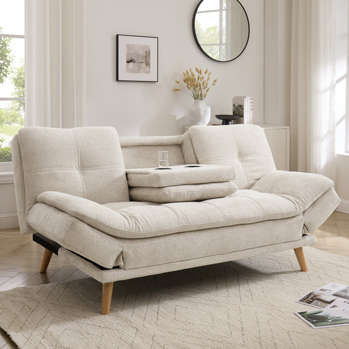 Roman Sofa Bed, Beige Chenille