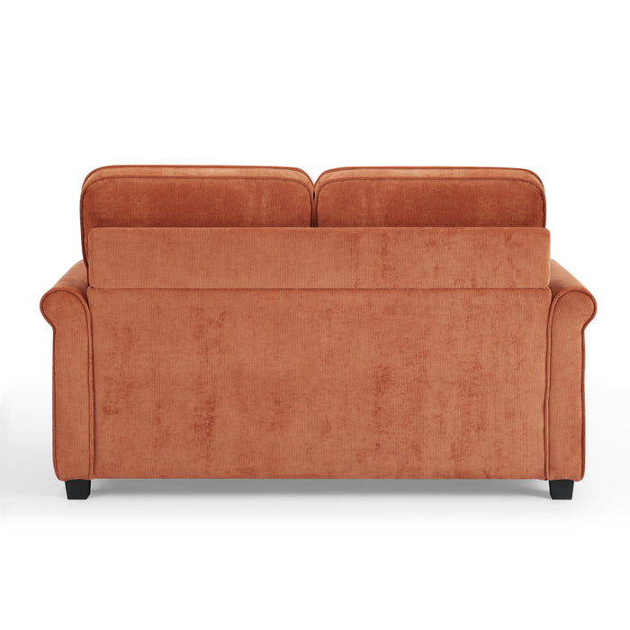 Nathan 2 Seater Fabric Pull Out Sofa Bed With Mattress, Burnt Orange Cord