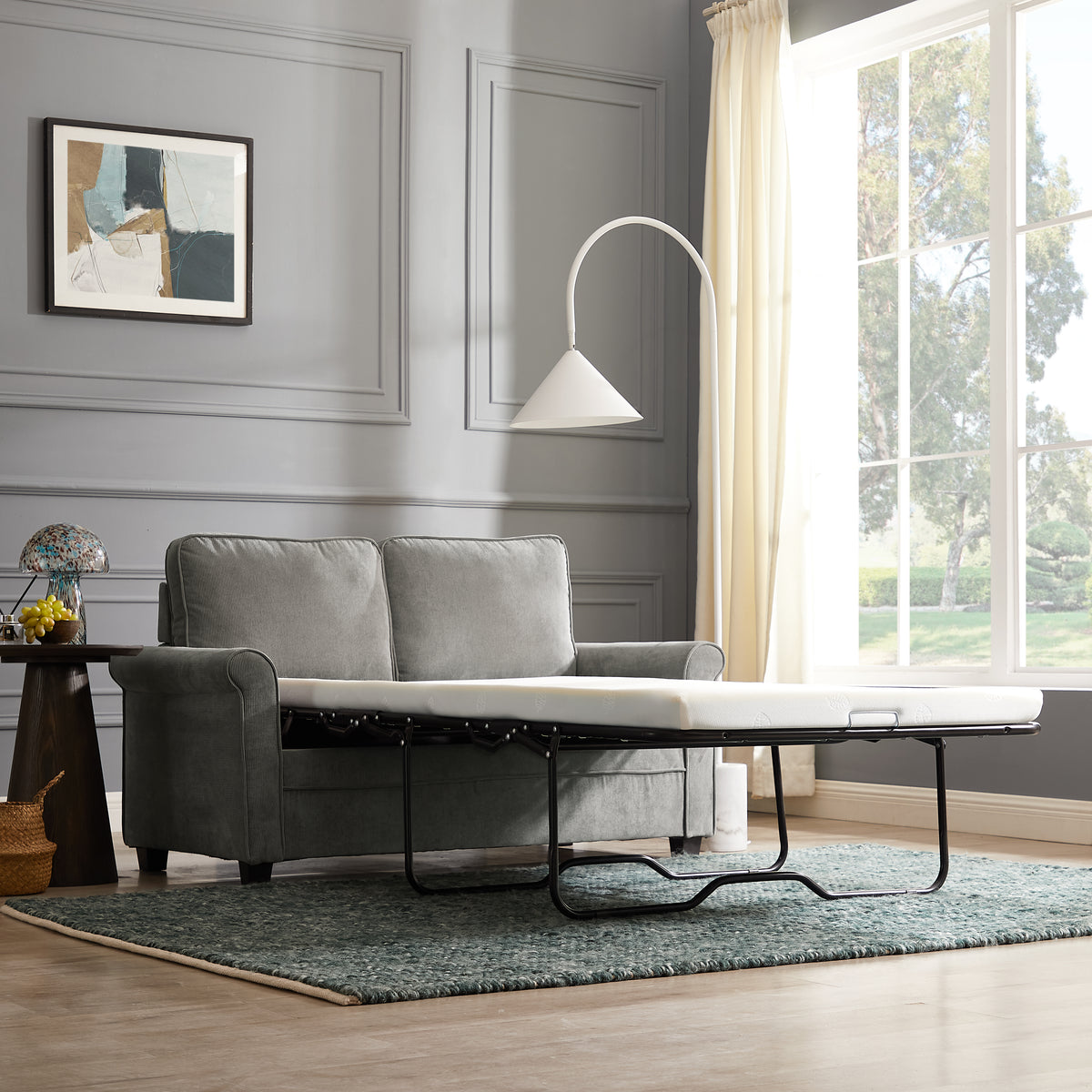 Nathan Grey Cord Sofa Bed Stylish Sleeper Home Detail