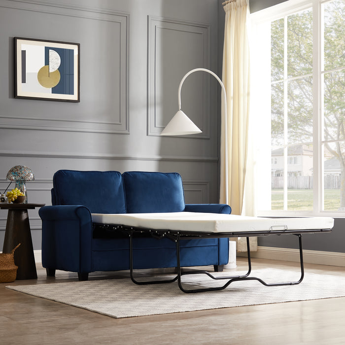 Nathan Blue Velvet 2-Seater Sofa Bed Buy Now Home Detail