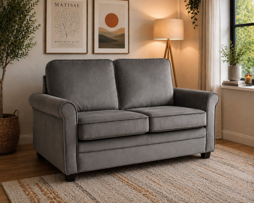 Nathan Fabric Pull Out Sofa Bed With Mattress, Grey Velvet