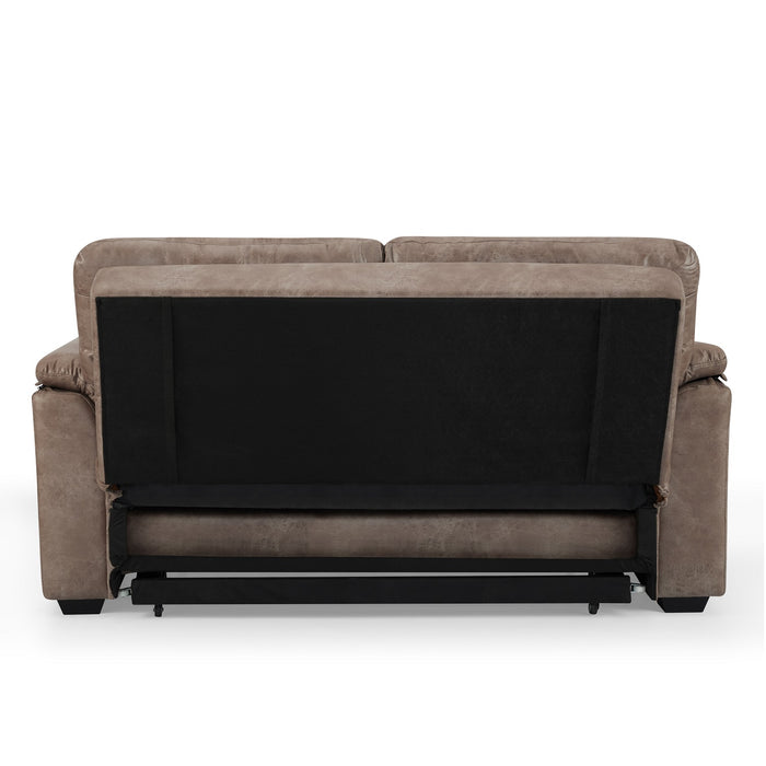 Harley Faux Leather Pull Out Sofa Bed, Brown Faux Leather