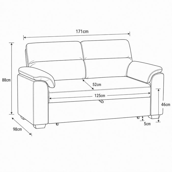 Harley Faux Leather Pull Out Sofa Bed, Brown Faux Leather