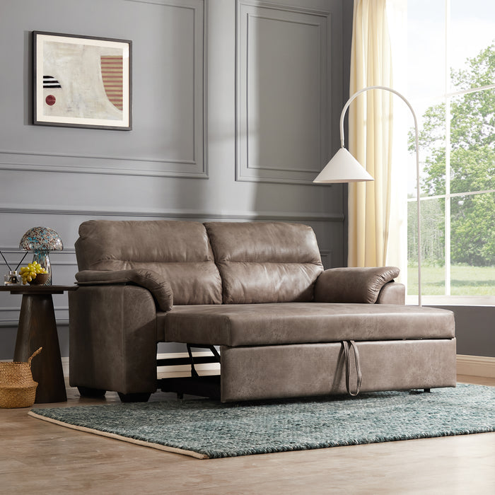 Harley 2-Seater Brown Faux Leather Sofa Bed Home Detail