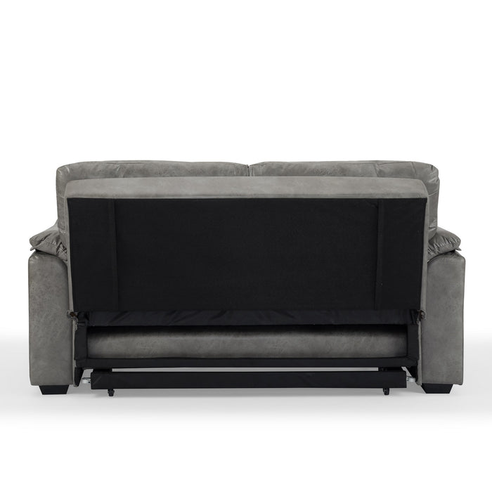 Harley Faux Leather Pull Out Sofa Bed, Grey Faux Leather