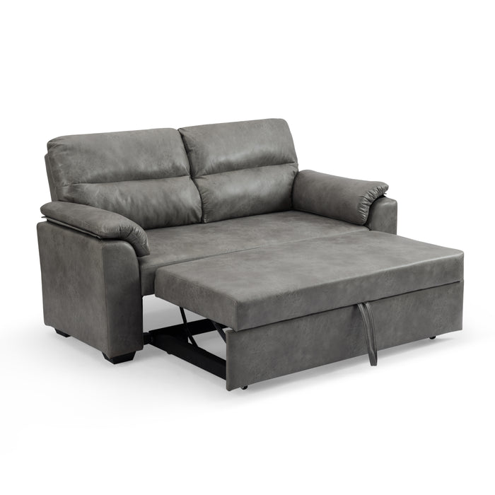 Harley Faux Leather Pull Out Sofa Bed, Grey Faux Leather