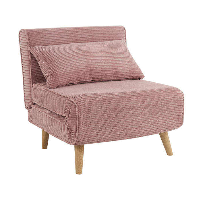 Kendal Single Sofa Bed, Pink Cord