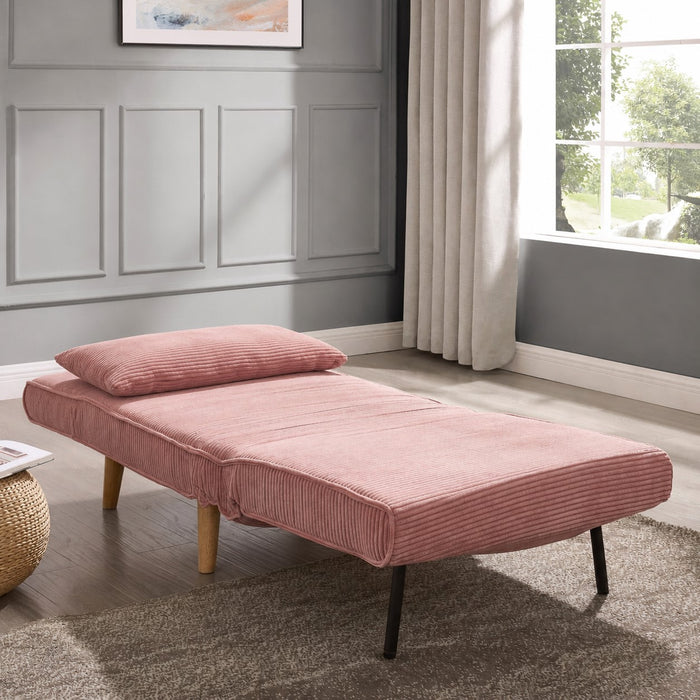Kendal Single Sofa Bed, Pink Cord