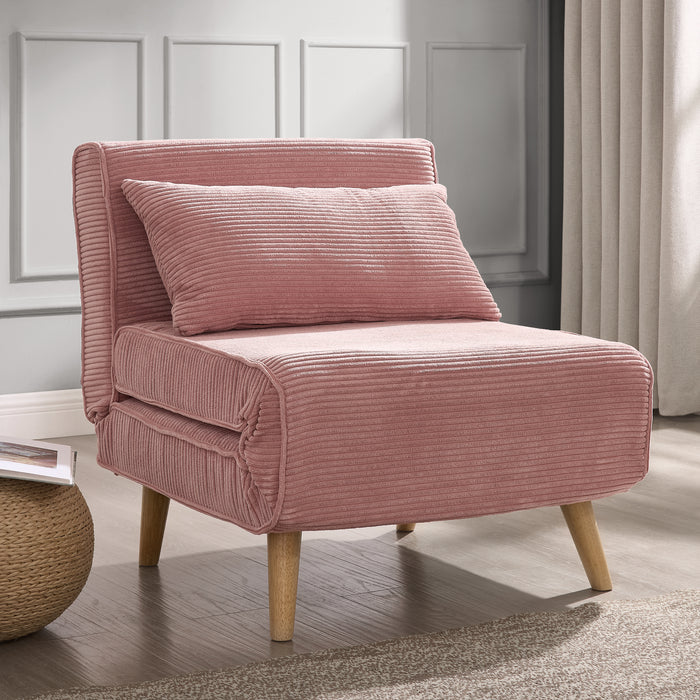 Kendal Single Sofa Bed, Pink Cord