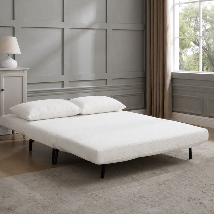 Keller Sofa Bed, White Boucle