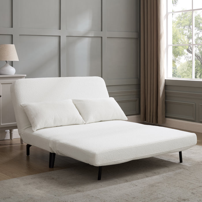 Keller Sofa Bed, White Boucle