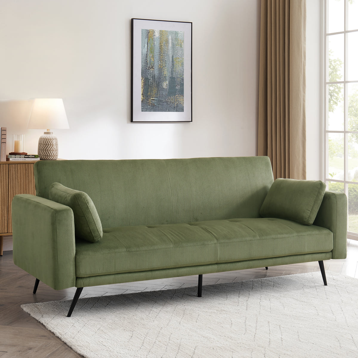 Tudor Sofa Bed, Sage Green Cord