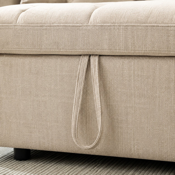 Harriet Pull-Out Sofa Bed, Beige Linen
