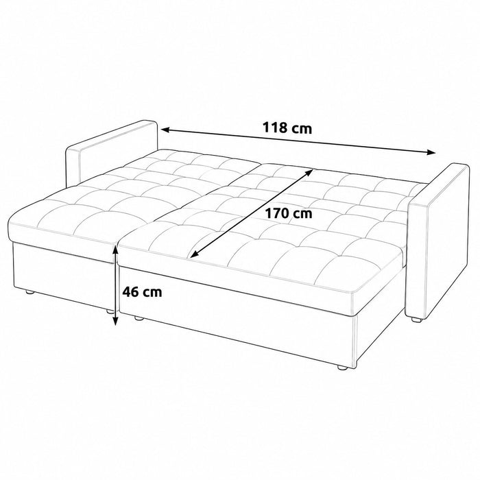 Harriet Pull-Out Sofa Bed With Reversible Storage Chaise, Blue Linen