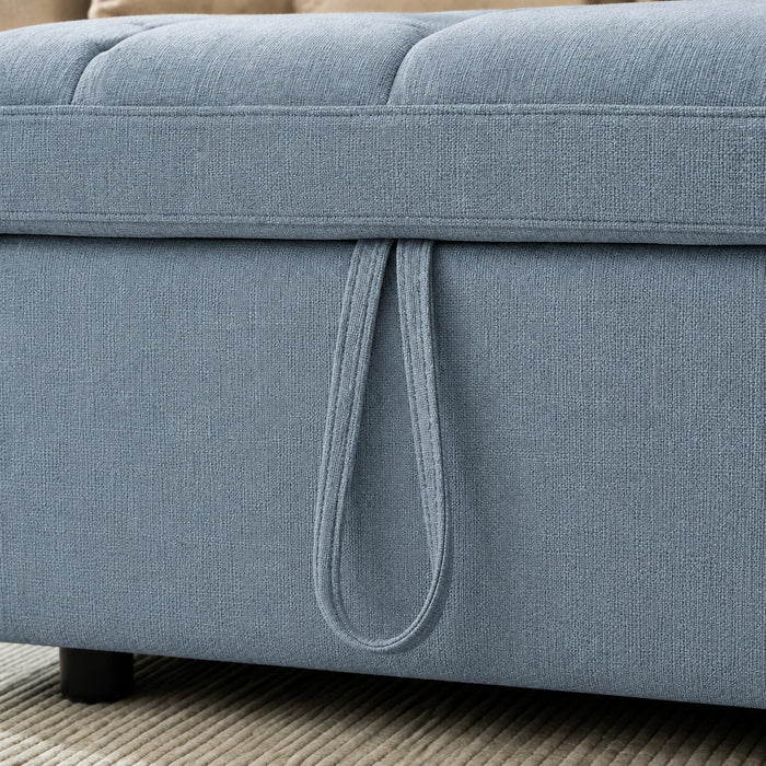 Harriet Pull-Out Sofa Bed, Blue Linen