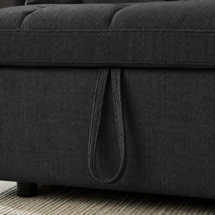 Harriet Pull-Out Sofa Bed, Charcoal Linen