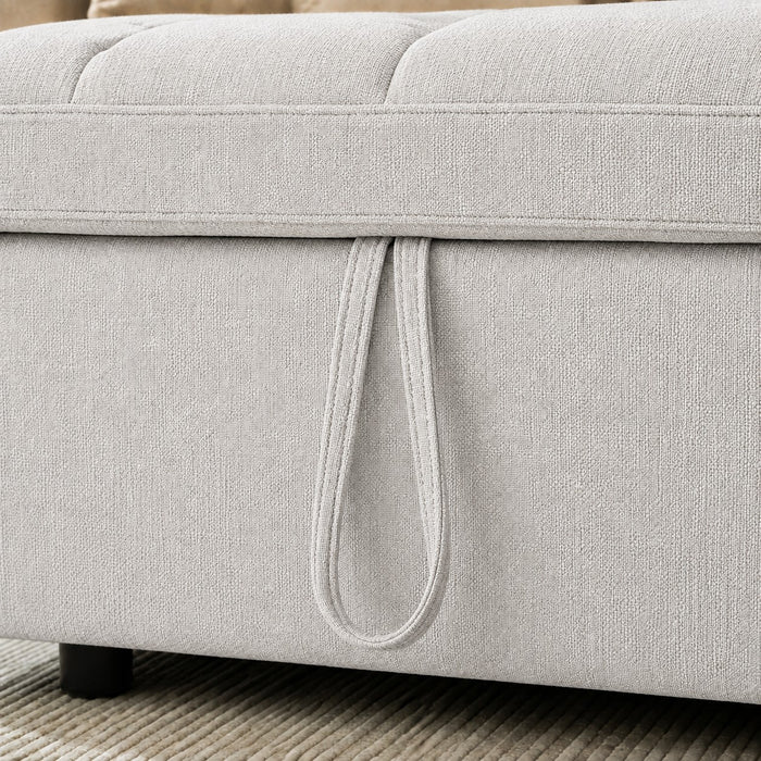 Harriet Pull-Out Sofa Bed, Light Grey Linen