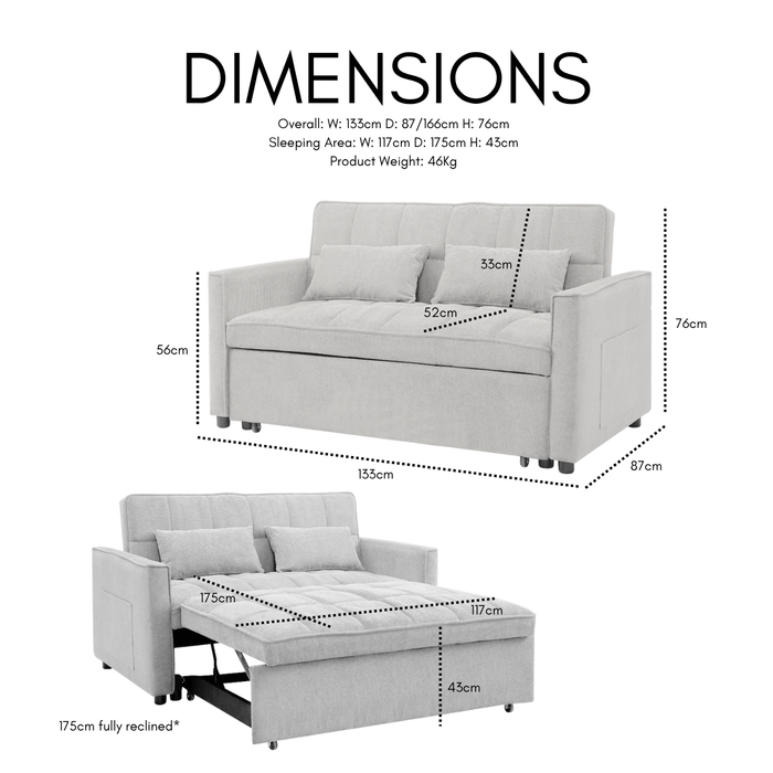 Harriet Pull-Out Sofa Bed, Blue Linen