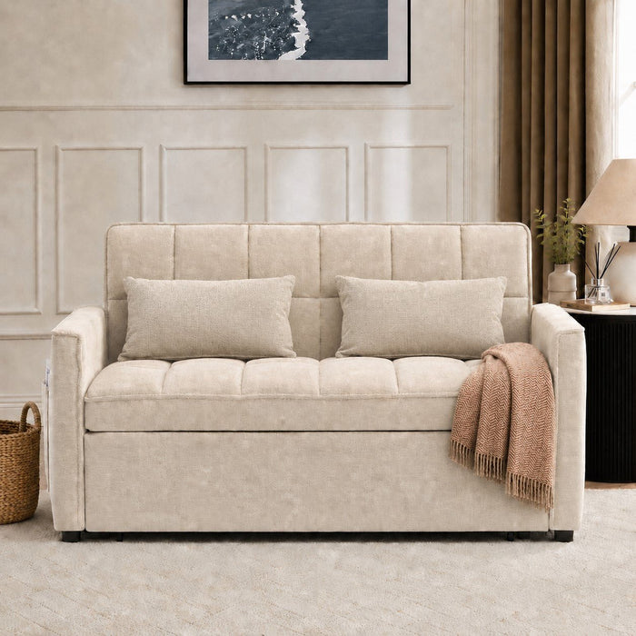 Harriet Pull-Out Sofa Bed, Beige Linen
