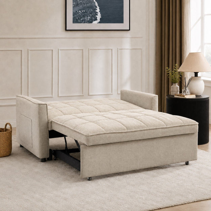 Harriet Pull-Out Sofa Bed, Beige Linen