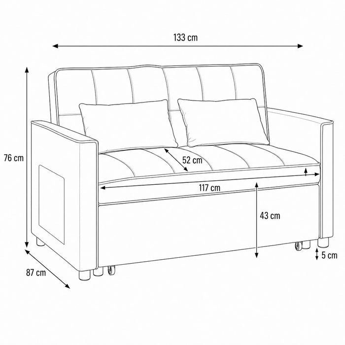 Harriet Pull-Out Sofa Bed, Charcoal Linen