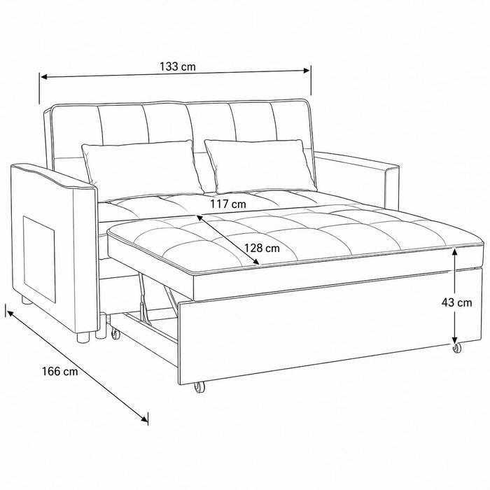 Harriet Pull-Out Sofa Bed, Charcoal Linen