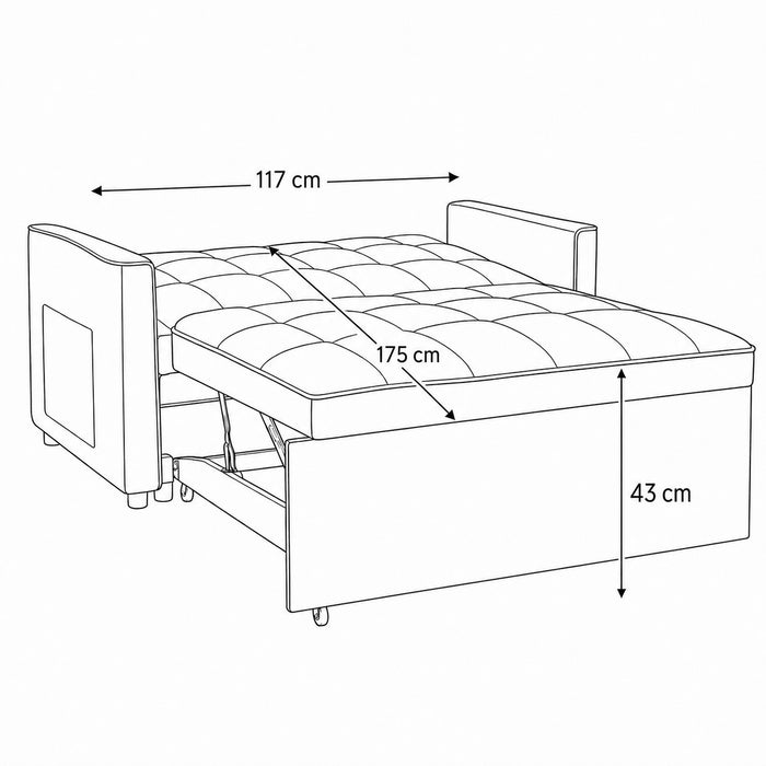 Harriet Pull-Out Sofa Bed, Charcoal Linen