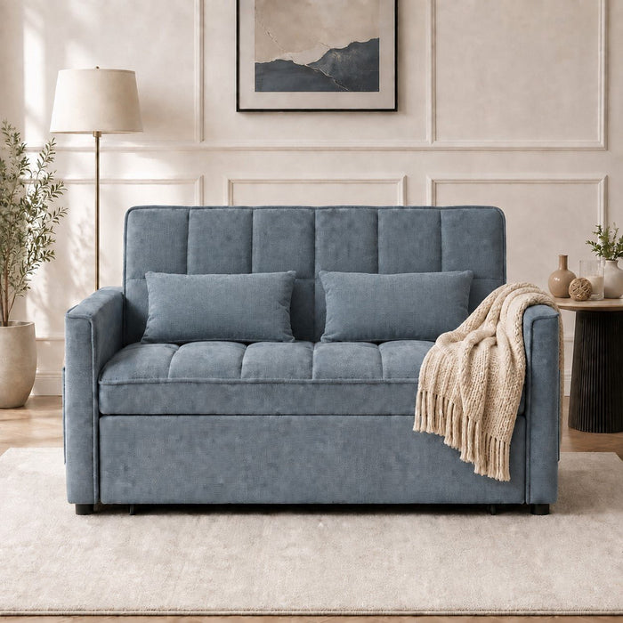 Harriet Pull-Out Sofa Bed, Blue Linen
