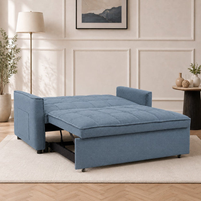 Harriet Pull-Out Sofa Bed, Blue Linen