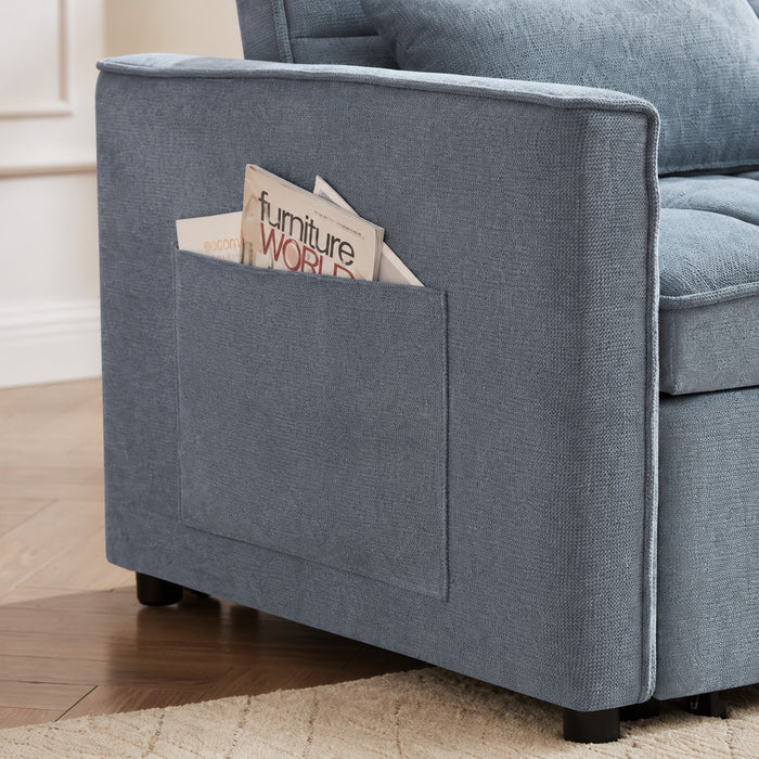 Harriet Pull-Out Sofa Bed, Blue Linen