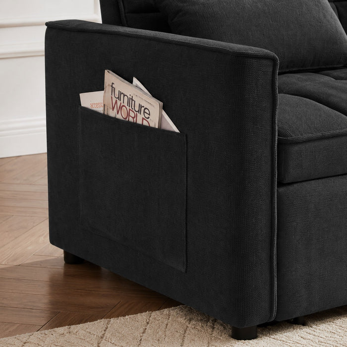 Harriet Pull-Out Sofa Bed, Charcoal Linen