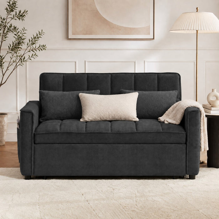 Harriet Pull-Out Sofa Bed, Charcoal Linen