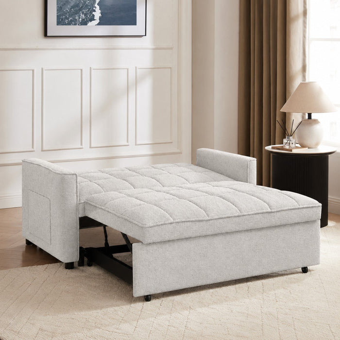 Harriet Pull-Out Sofa Bed, Light Grey Linen