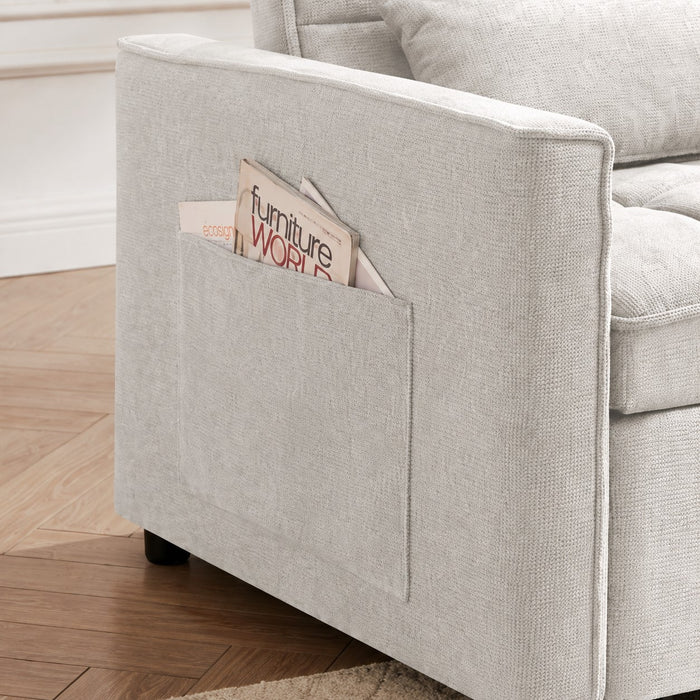 Harriet Pull-Out Sofa Bed, Light Grey Linen