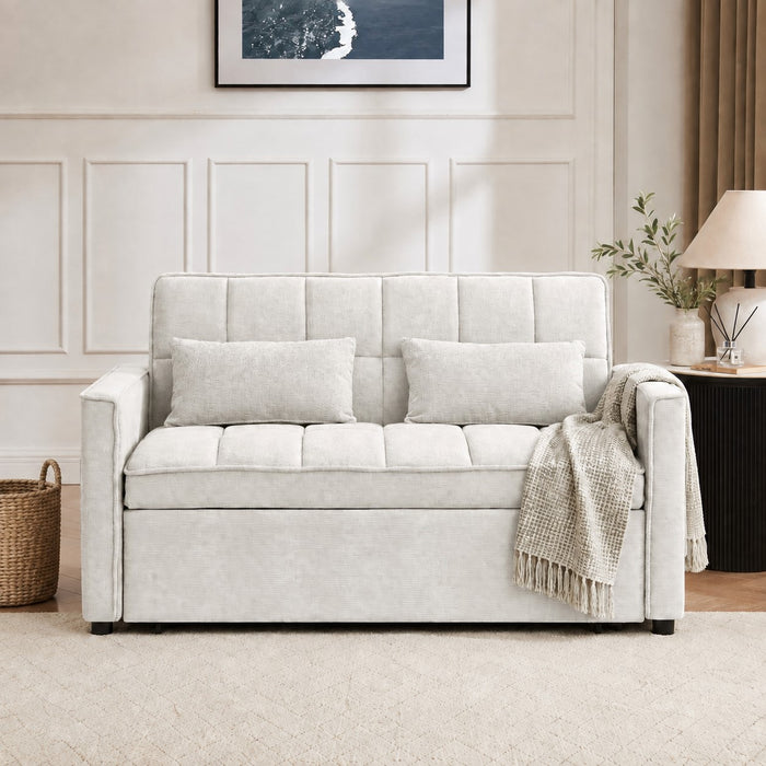 Harriet Pull-Out Sofa Bed, Light Grey Linen