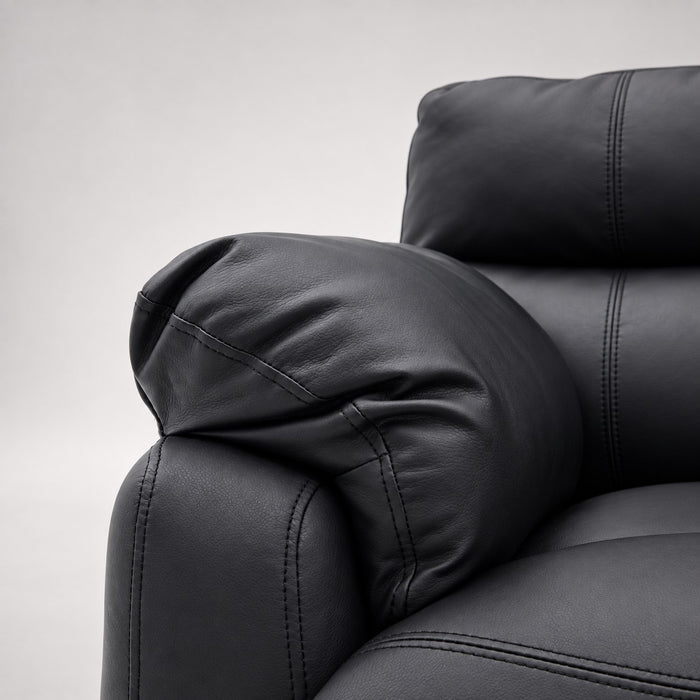 Carter 3 Seater Sofa With Right-Hand Chaise and Left-Hand Recliner, Black Faux Leather