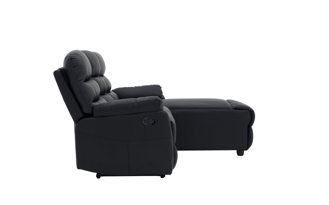 Carter 3 Seater Sofa With Right-Hand Chaise and Left-Hand Recliner, Black Faux Leather