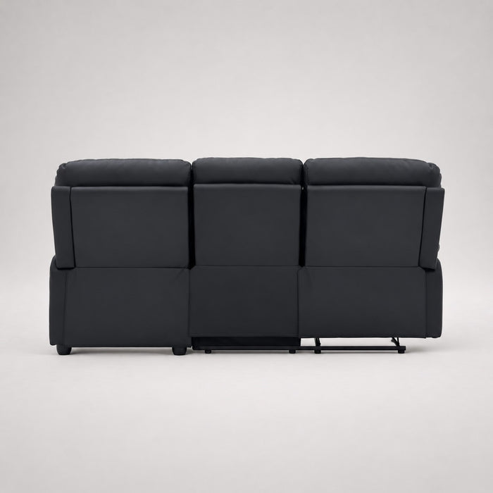 Carter 3 Seater Sofa With Right-Hand Chaise and Left-Hand Recliner, Black Faux Leather