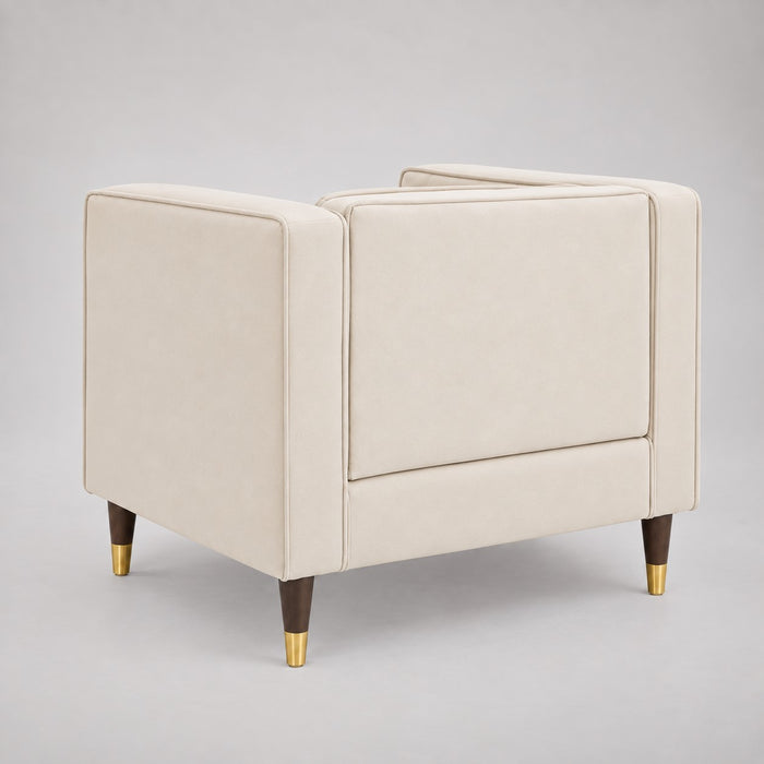 Thomas Velvet Fabric 1 Seater Sofa, Cream Velvet
