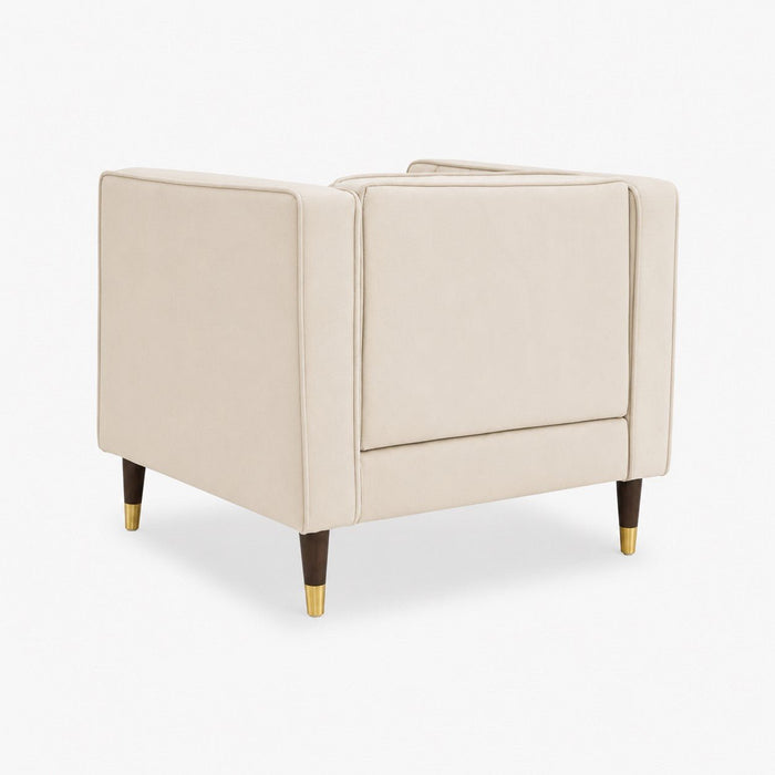 Thomas Velvet Fabric 1 Seater Sofa, Cream Velvet