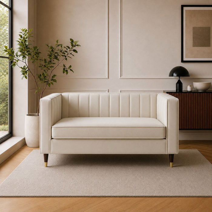 Thomas Velvet Fabric 2+3 Seater Sofa Set, Cream Velvet