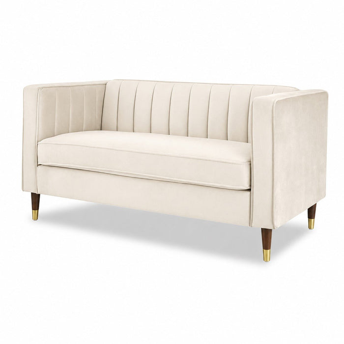 Thomas Velvet Fabric 2 Seater Sofa, Cream Velvet