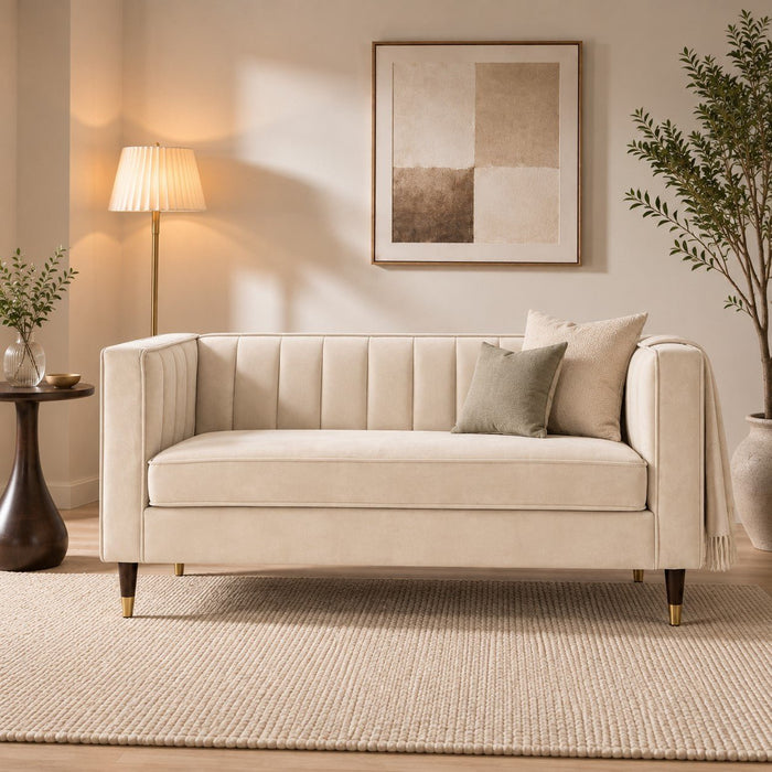 Thomas Velvet Fabric 2+3 Seater Sofa Set, Cream Velvet
