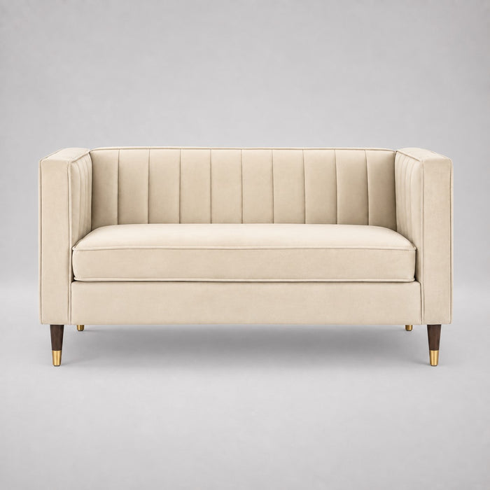 Thomas Velvet Fabric 2 Seater Sofa, Cream Velvet
