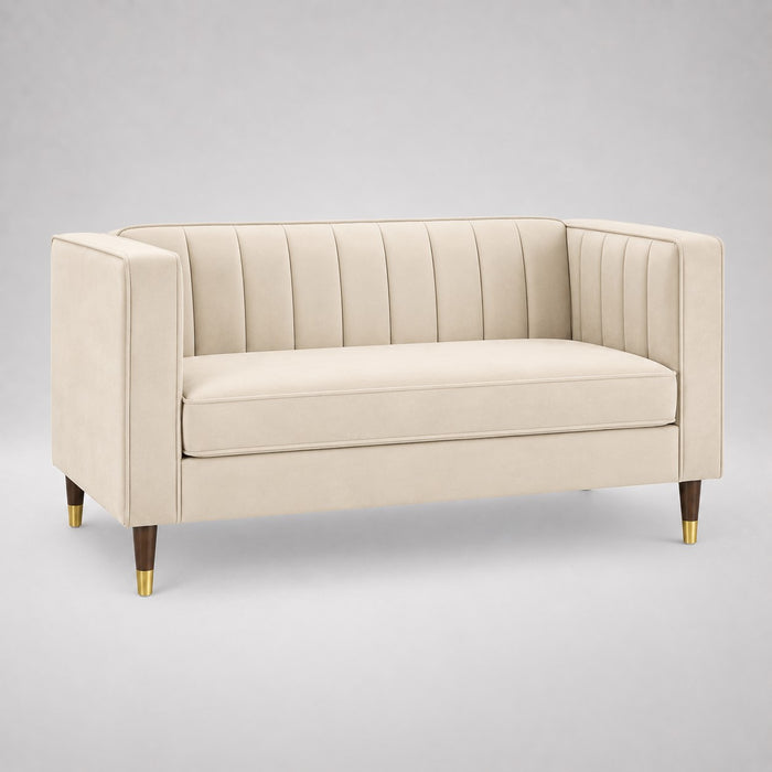 Thomas Velvet Fabric 2 Seater Sofa, Cream Velvet