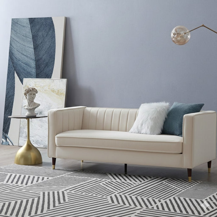 Thomas Velvet Fabric 2+3 Seater Sofa Set, Cream Velvet