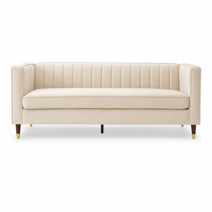 Thomas Velvet Fabric 3 Seater Sofa, Cream Velvet