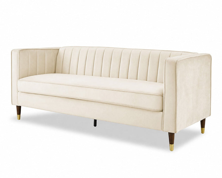 Thomas Velvet Fabric 3 Seater Sofa, Cream Velvet