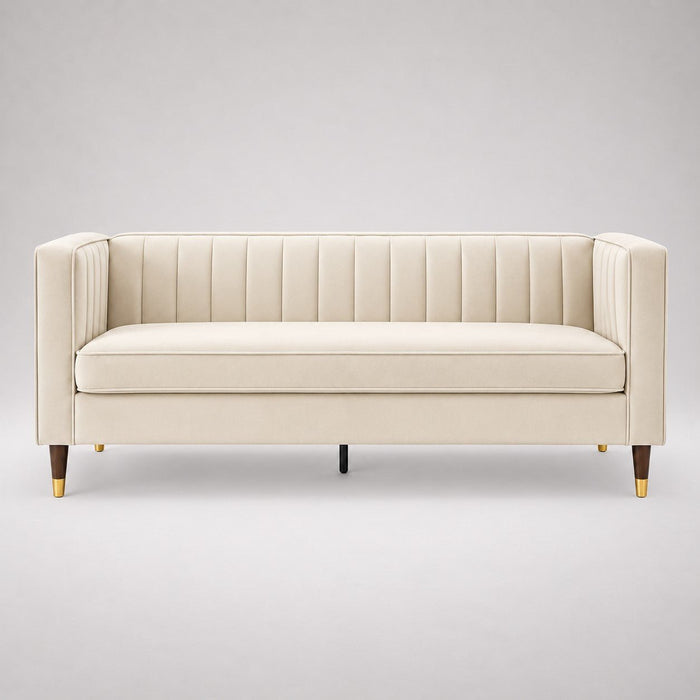 Thomas Velvet Fabric 2+3 Seater Sofa Set, Cream Velvet